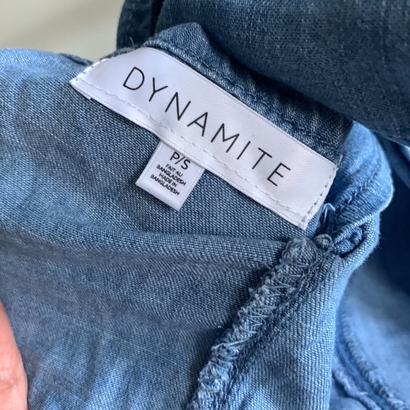 Dynamite Denim Tie Back Crop Top - denim blue size small - Picture 5 of 5